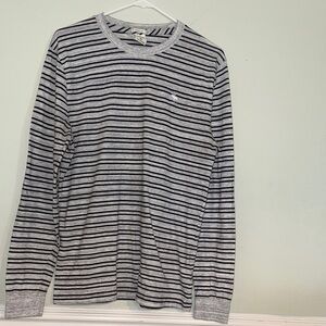 Abercrombie & Fitch Muscle Striped Long Sleeve Tee Black and Gray Size Medium